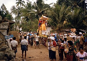 A cremation procession in Pejeng