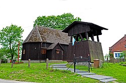 Historic wooden Saint Andrew church in Nadziejewo
