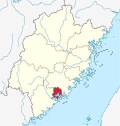 Location of Xiamen City jurisdiction in Fujian