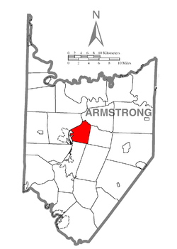Map of Armstrong County, Pennsylvania, highlighting Rayburn Township