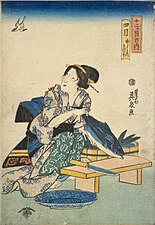 Woman preparing Katsuo, by Keisai Eisen (1790–1848)