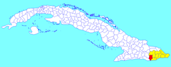 Niceto Pérez municipality (red) within Guantánamo Province (yellow) and Cuba