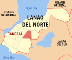 Map of Lanao del Norte with Tangcal highlighted