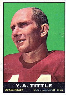 Y. A. Tittle trading card, depicting Tittle in his San Francisco 49ers uniform