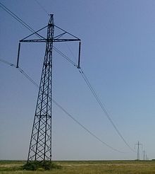Pylons of the line in the Volgograd Region
