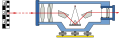 The internal prism mechanism of an automatically levelling telescope.
