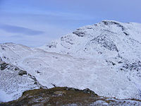 The summit of Ben Lomond seen from high on the Ptarmigan ridge in January 2010.