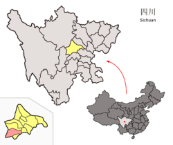Location of Qionglai in Sichuan