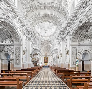 Interior of the Church of St. Peter and St. Paul, Vilnius, designed by Jan Zaor, Giambattista Frediani and completed in 1701