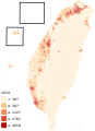Image 11Population density map of Taiwan in 2019 (from History of Taiwan)