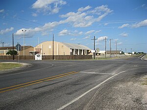 Wharton County Youth Fair is at the FM 960 and FM 961 junction. The view is southeast on FM 961.
