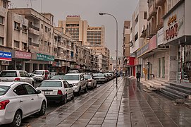 Abdulla Bin Thani Street in Mushayrib during rain in 2013.