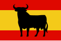 The flag of Spain with an Osborne bull