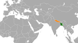 Map indicating locations of Bangladesh and Nepal