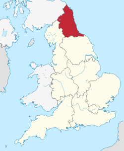 North East England, highlighted in red
