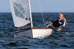 In O-Jolle: Onno Klazinga (NED), competed against Paul Elvstrøm in 1963, during a race of the 2018 Vintage Yachting Games.