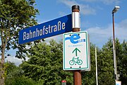 Elbe Cycle Route sign in Brunsbüttel