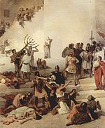 Scene from "The destruction of the Temple of Jerusalem", painting by Francesco Hayez