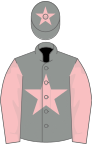 Grey, pink star, sleeves and star on cap