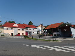 Centre with the municipal office, fire station and bus stop