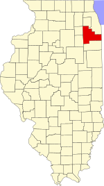 Map of Illinois highlighting Will County