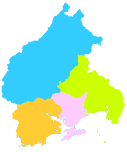 Yangchun is the northernmost division on this map of Yangjiang