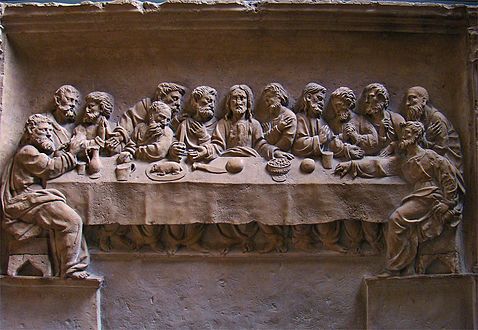 A bas-relief depicting the last supper in Vannes cathedral