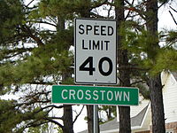 Crosstown, Missouri, roadsign