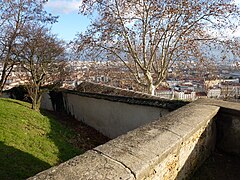 The wall surrounding the park