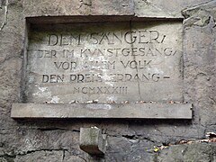Tablet carved into the rock near the Richard Wagner Memorial