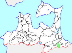 Location of Nagawa in Aomori Prefecture