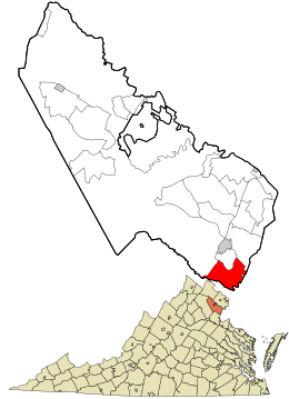 Location in Prince William County and the state of Virginia.