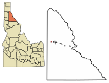 Location of Pinehurst in Shoshone County, Idaho.