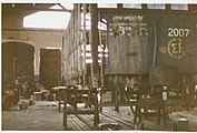 Narrow gauge rolling stock under restoration in Volos Engine Sheds in 1990