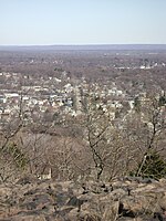 The backside of the Palisades seen from First Watchung Mountain approximately 13 miles away