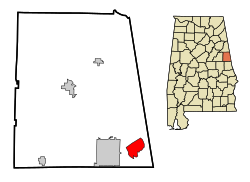 Location in Randolph County and the state of Alabama