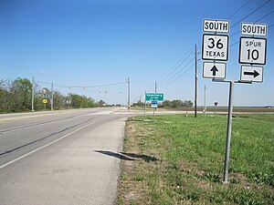 Northern end of Spur 10 on SH 36 looking east-southeast