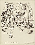 A contemporary depiction of sick and dead men in a Japanese camp