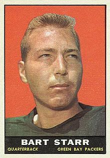 A playing card showing Bart Starr from the neck up