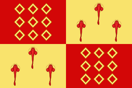 Banner of the arms of the House of Rohan-Chabot, flown from the ramparts of the castle
