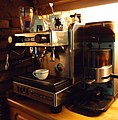 Home espresso machine with pump