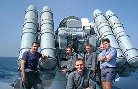 Gunnery crew of La Motte-Picquet, in front of the Crotale anti-air missile launcher
