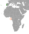 Location map for Portugal and São Tomé and Príncipe.