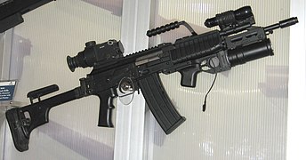 Serbian Zastava M21S (AK-47 variant) and GP-30. Note: sights on Picatinny rails