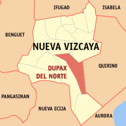Map of Nueva Vizcaya with Dupax del Norte highlighted