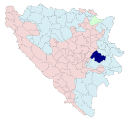 Location of Sokolac within Bosnia and Herzegovina