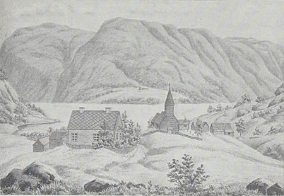 Drawing of the old church (1600-1883)