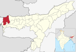 Map of Kokrajhar district in Assam