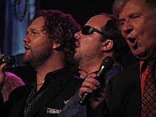 Mote (center) with David Phelps (left) and Bill Gaither (right)