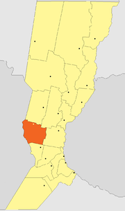 Location of San Martín Department within Santa Fe Province